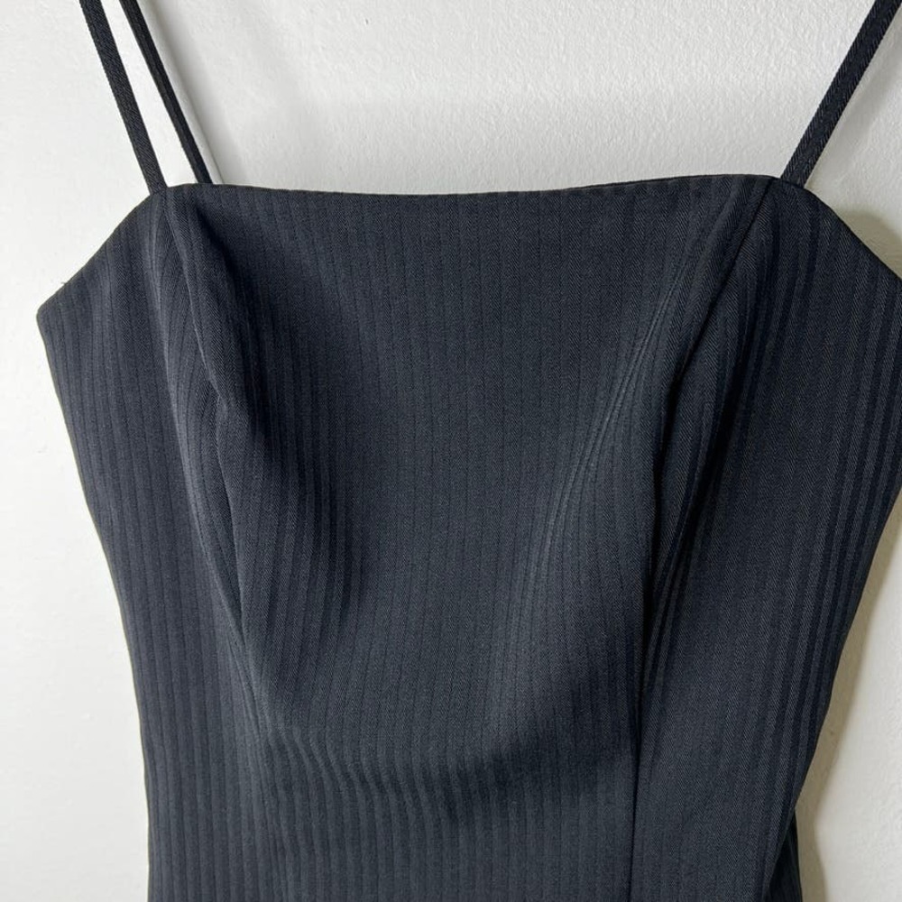 Y2K Vintage Striped Fitted Sleeveless Black Cami Strappy Size 2